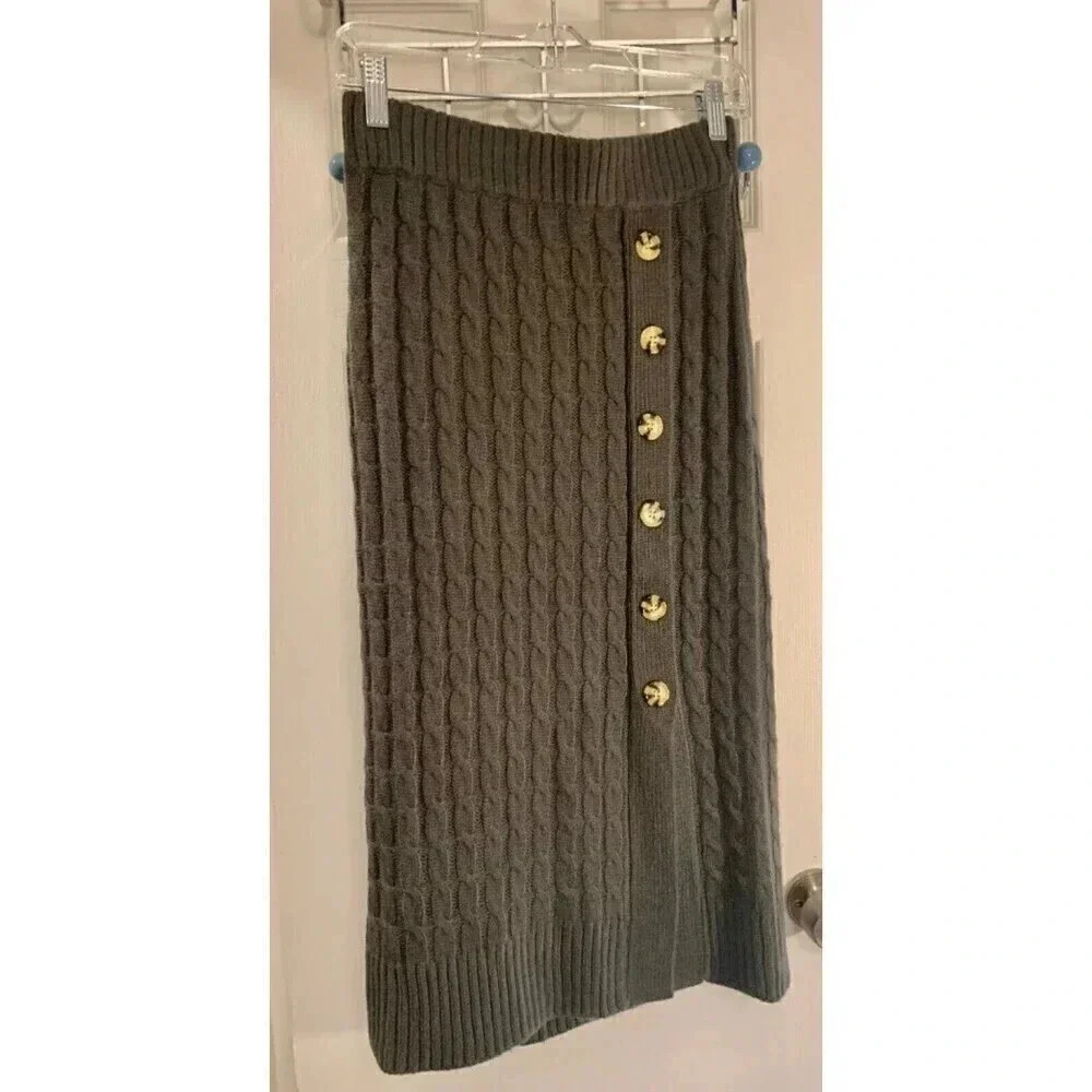 Ally Mae Gray Sweater Skirt with Buttons Size Medium